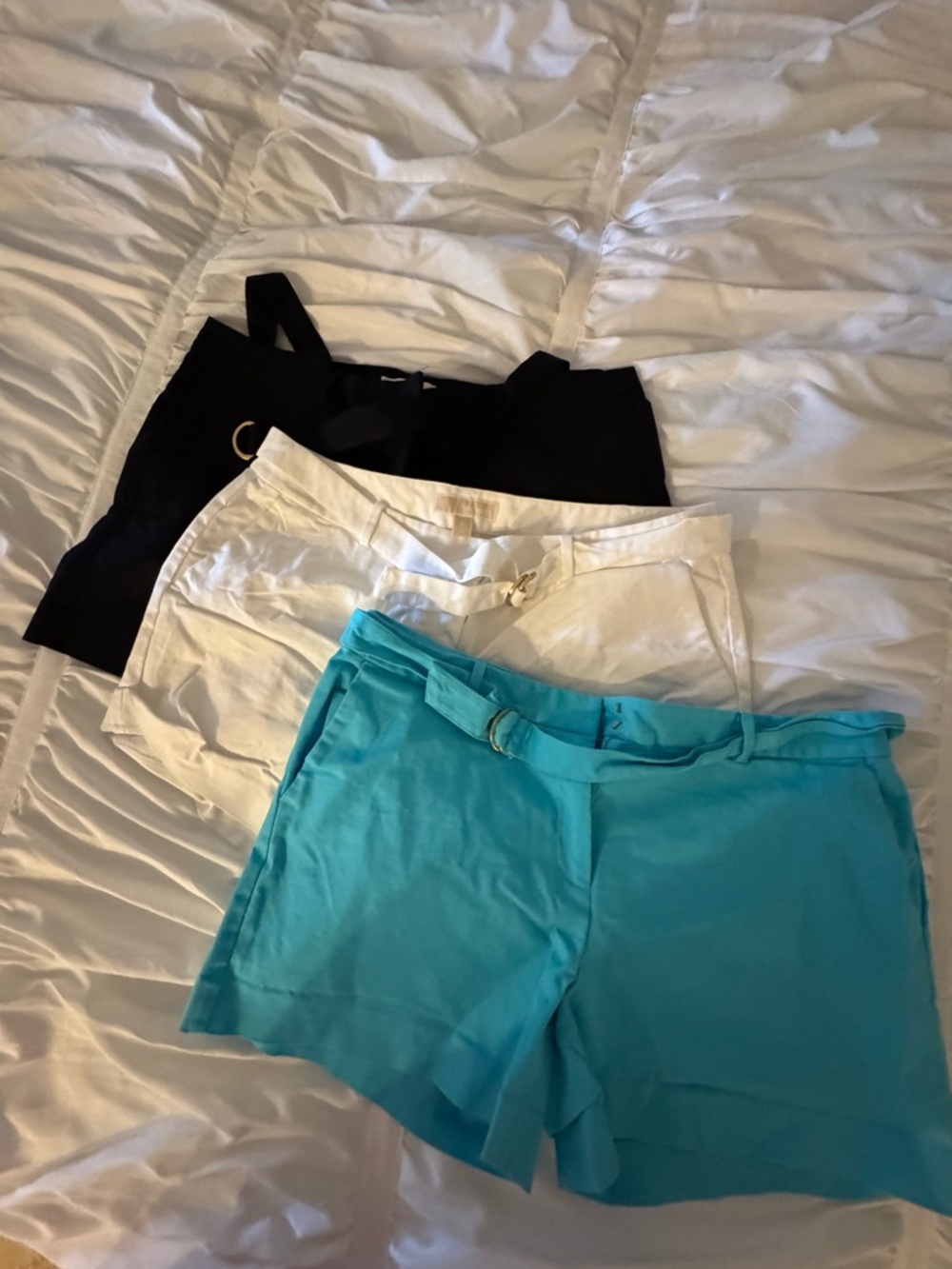 MICHAEL Michael Kors Black, White & Turquoise Belted Shorts Trio